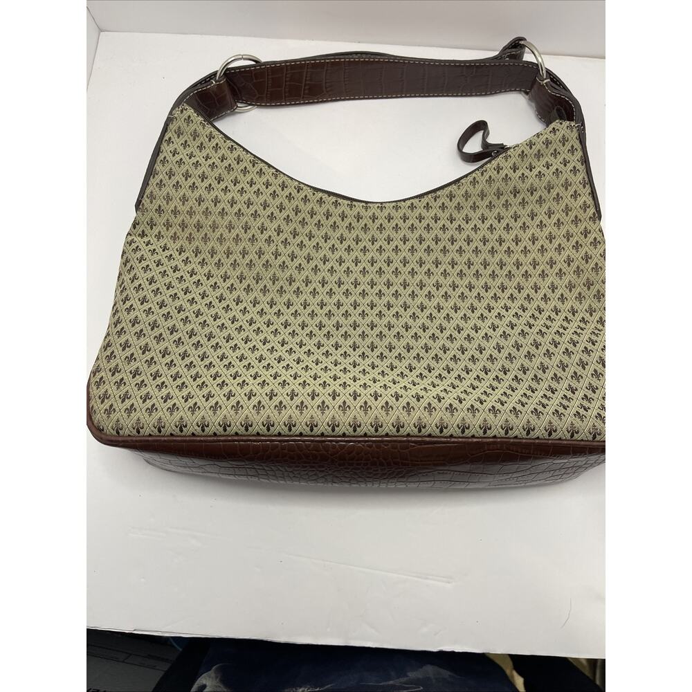 CRAZY HORSE BY LIZ CLAIBORNE SHOULDER BAG FLEUR DE LIS PATTERN EXCELLENT COND
